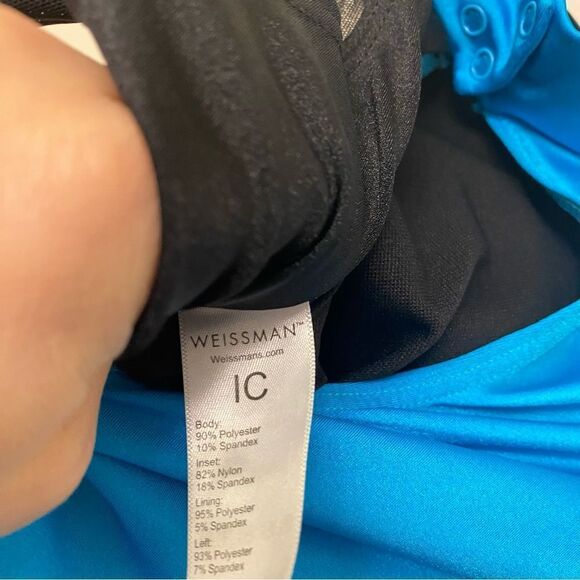 WEISSMAN Dance Costume Aqua blue velvet one leg unitard Elements 12687 IC 7/8 - Picture 7 of 11